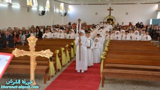 قداس التناول الاول لــ 70 تلميذ وتلميذة في كنيسة القوش