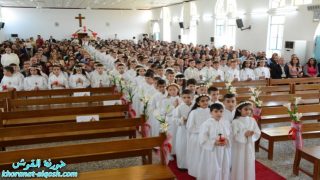 بحضور غبطة البطريرك ساكو، أبرشية القوش الكلدانية تحتفل بالتناول الاول لـ 100 طفل وطفلة