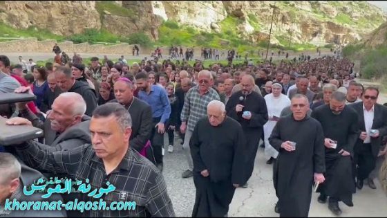 بالفيديو … لقطات جوية، مراسيم درب الصليب في دير الربان هرمزد في القوش، بمشاركة كنائس ابرشية القوش