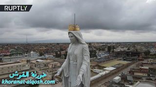 تمثال السيدة العذراء يتوج برج أكبر كنائس العراق بعد تحريرها من “داعش”