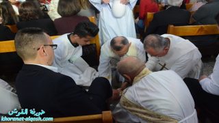 قداس و مراسيم خميس الفصح ورتبة غسل ارجل التلاميذ في كنيسة مار كوركيس- القوش